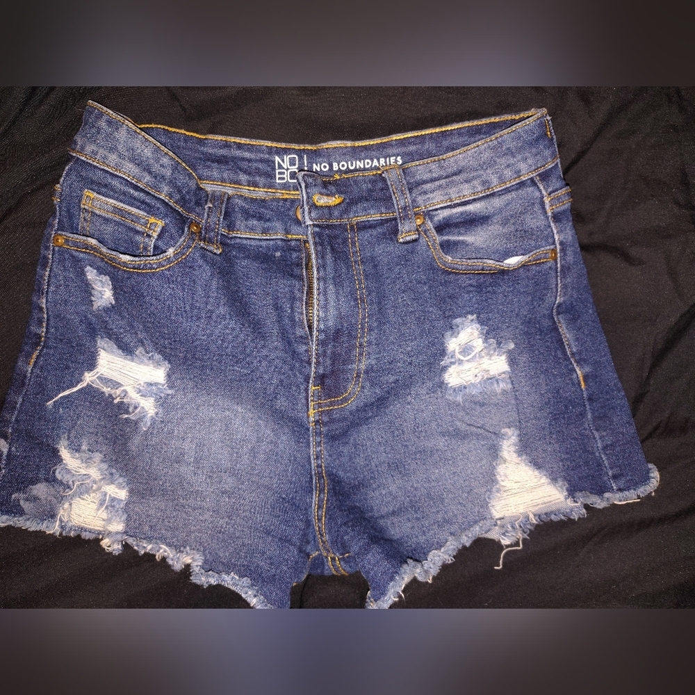 No Boundaries Distressed Denim Shorts